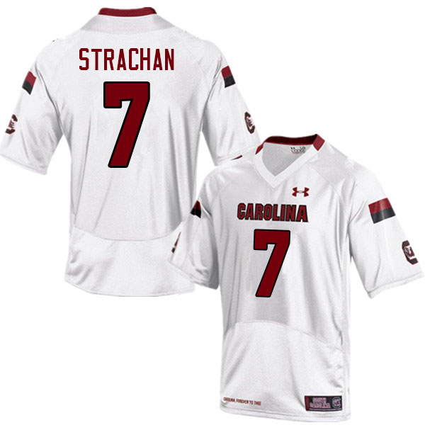 Men #7 Jordan Strachan South Carolina Gamecocks College Football Jerseys Sale-White